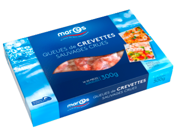 Queues de crevettes sauvages crues
